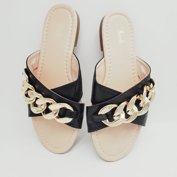Gold Chain Sandals - Picture 1 of 2
